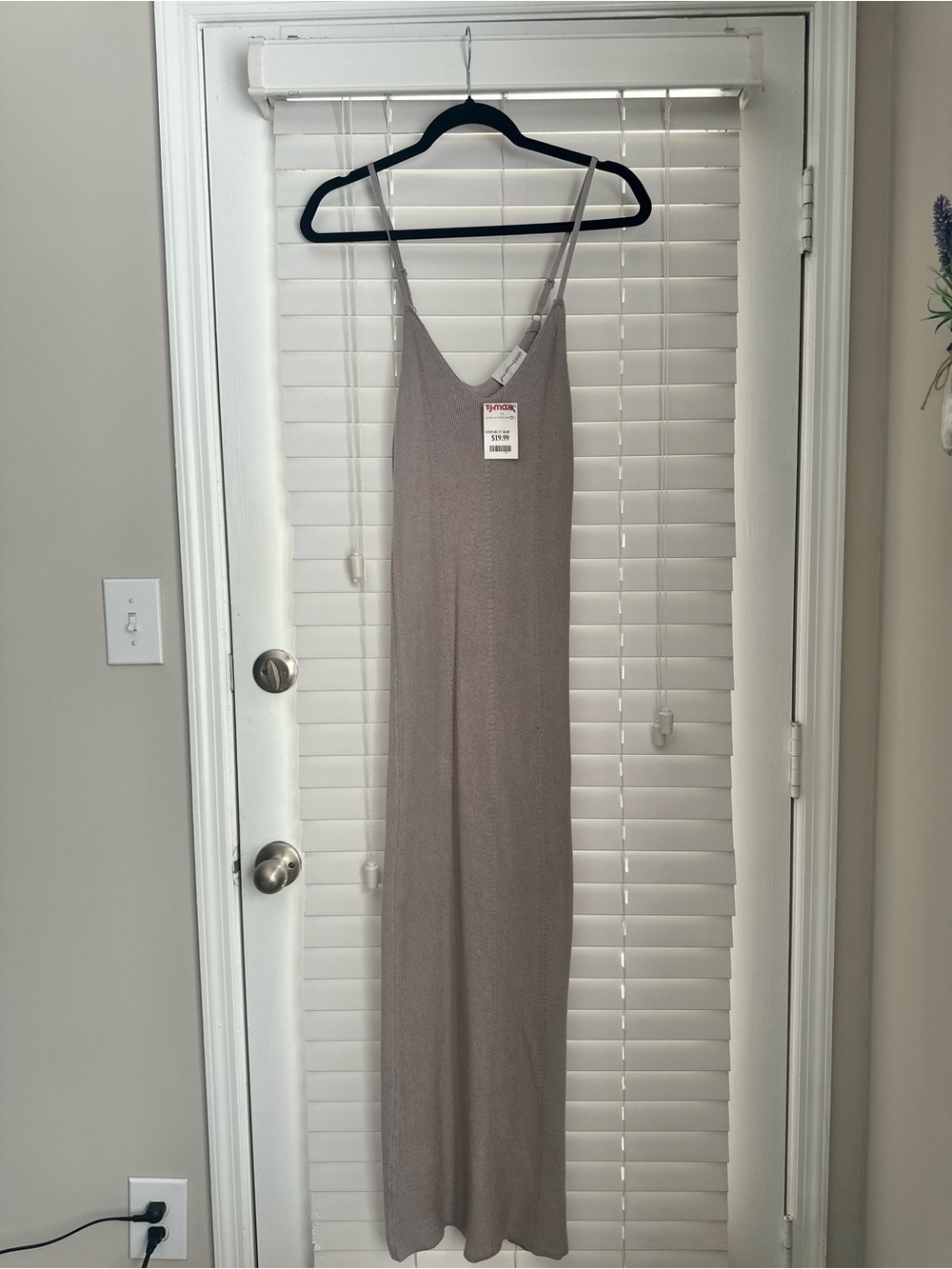 T.J.Maxx Taupe Slip Maxi Dress with Spaghetti Straps